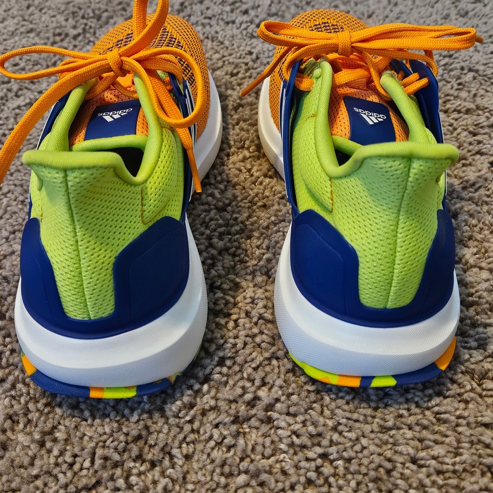 Adidas Kids Ubounce DNA Shoes Boys Size 5 Crew Orange Solar Slime Sneakers Neon - Picture 6 of 10